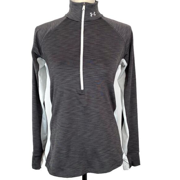 Under Armour Coldgear Pullover Top 1/2 Zip Long Sleeve Womens Sz Med Thumbholes - Picture 1 of 10